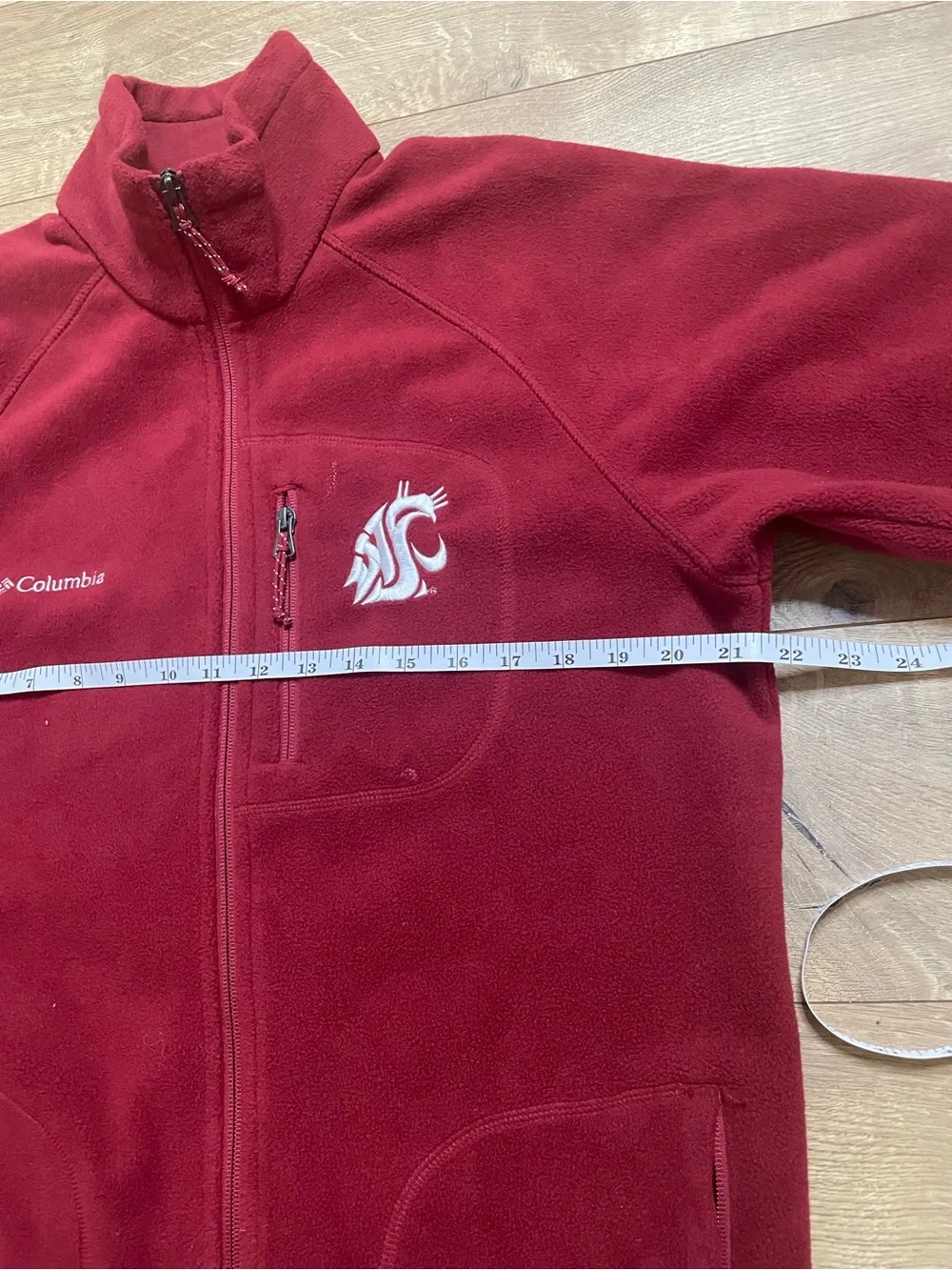Columbia Red Full-Zip Fleece Jacket with     WSU Cougars logo size Small